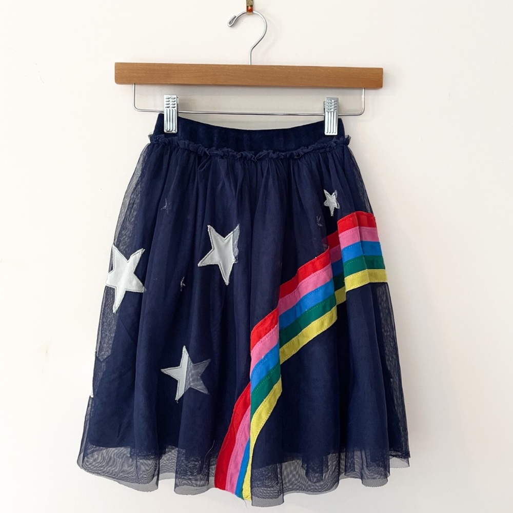 MINI BODEN Rainbow Stars Tulle Elastic Waist Skirt